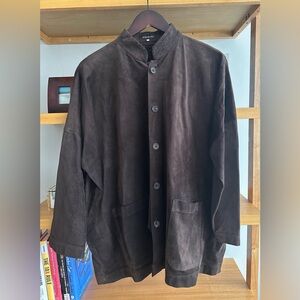 Eskandar Dark Brown Soft Suede Leather Jacket - 100% Leather - size 0